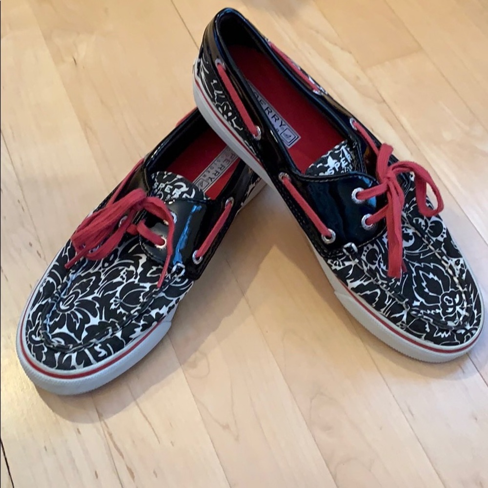 Sperry Top-Sider Biscayne black white floral shoes